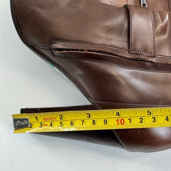 Cole Haan Size 8 Brown Leather Ankle Boots High Block Heel Buckle Bootie - Picture 6 of 10